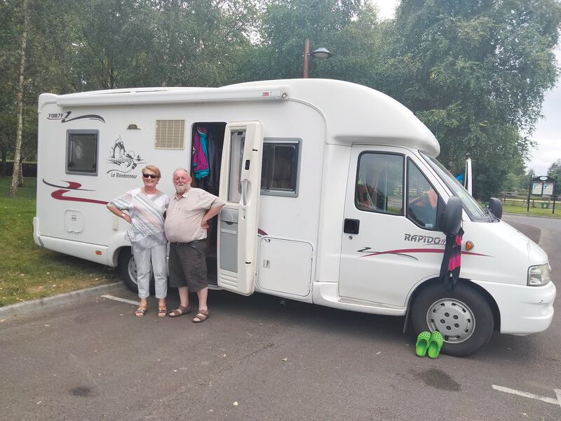 Jack Feehan from Birr, Offaly, and his wife Emer with their campervan.