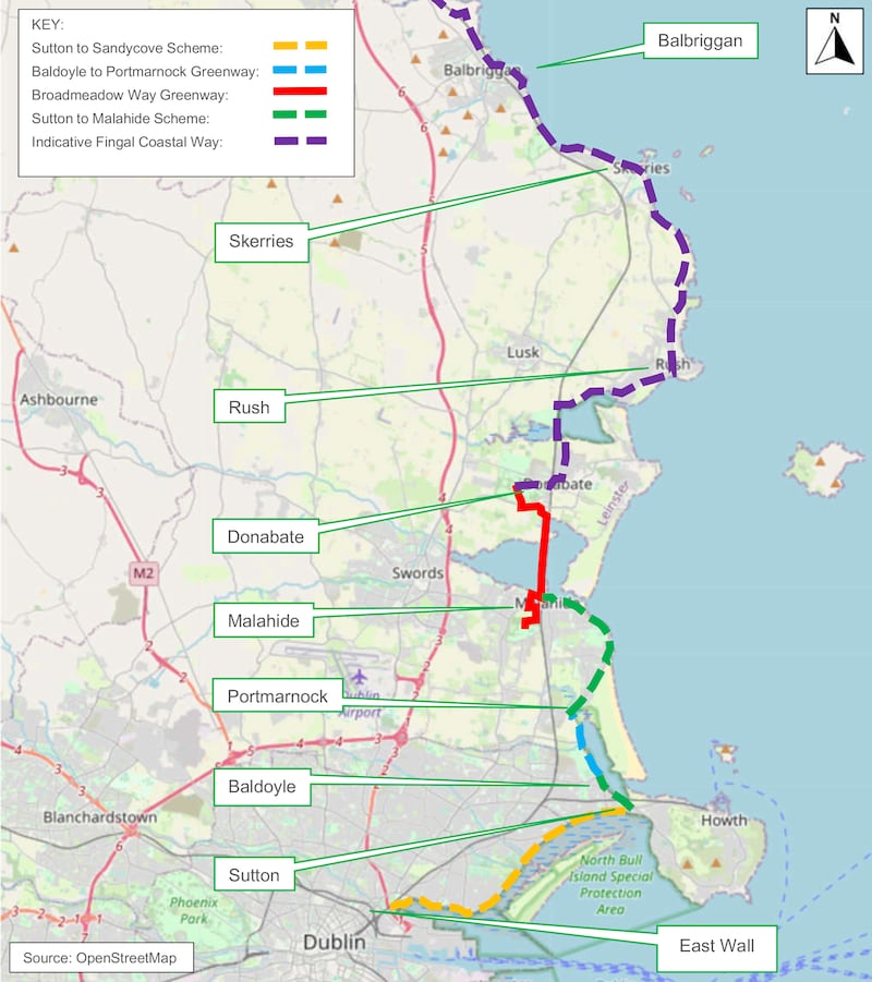 Map from Sutton to Malahide Pedestrian and Cycle Scheme Consultation Report 2022-52