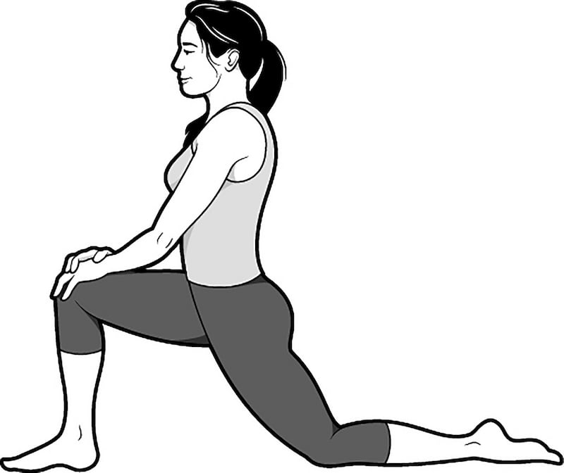 The low lunge begins to open up the psoas muscle, the deepest muscle in the core that connects the spine to the legs. Photograph: Brown Bird Design/New York Times