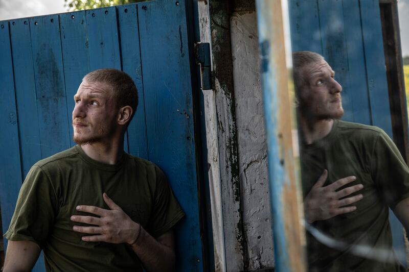 A 19-year-old Ukrainian soldier from the 95th Air Assault Brigade at his base in the eastern Donetsk region of Ukraine on June 3rd. 