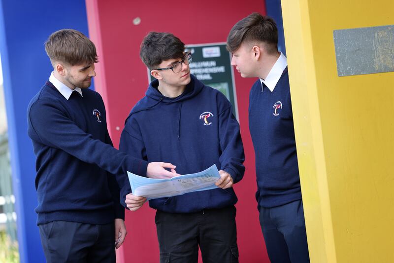 File picture of exam students at Trinity Comprehensive School, Ballymun, Dublin.
Photograph: Dara Mac Dónaill






