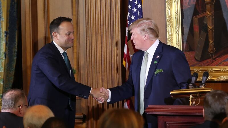 US president Donald Trump and  Taoiseach Leo Varadkar during the Speaker’s Lunch at Capitol Hill in Washington DC. Photograph: Niall Carson/PA Wire