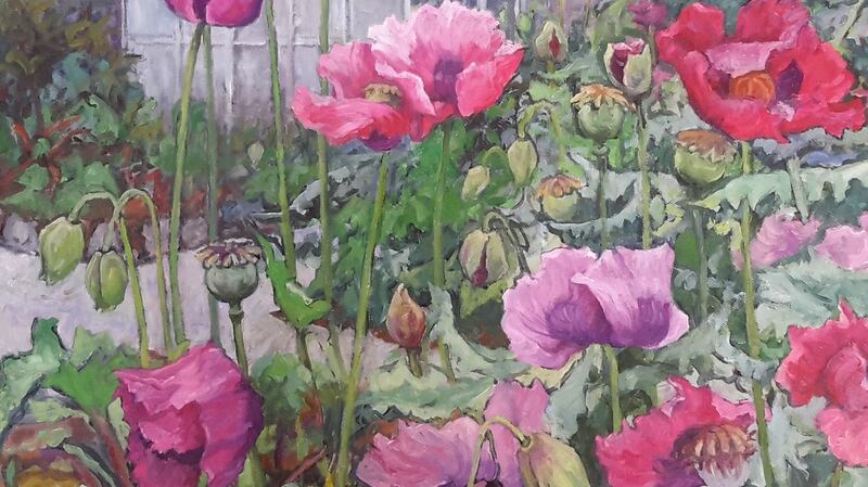 Painting by Lesley Fennell at the walled garden, Burtown, Co Kildare