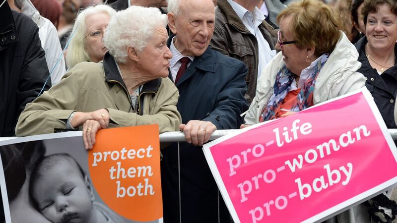 A section of the crowd at Merrion Square for the pro-life rally. Photograph: Cyril Byrne/The Irish Times