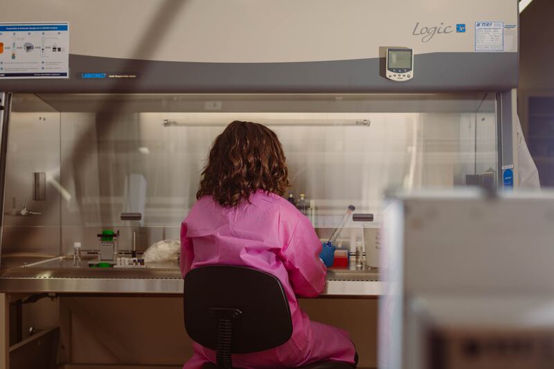 A National Institute of Standards and Technology lab worker in Boulder, Colorado, in October 2024.  Photograph: Joanna Kulesza/New York Times
                      