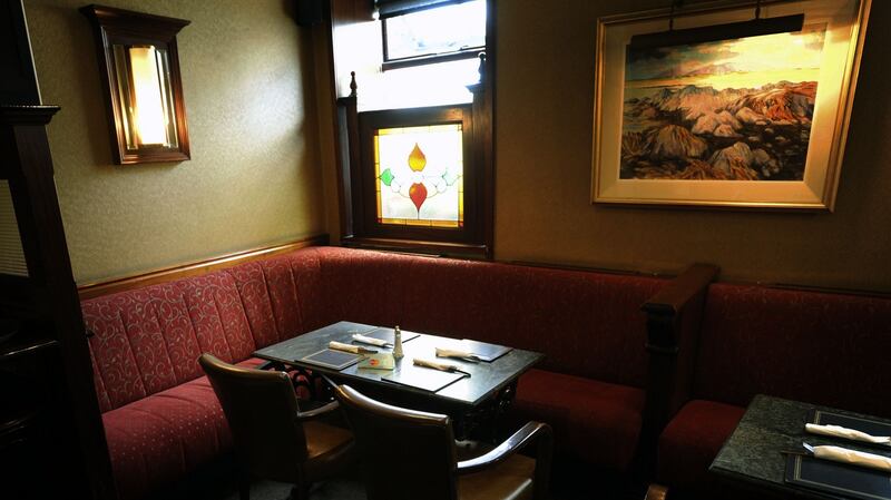 Binchy’s favourite table at Finnegan’s, her local pub in Dalkey. Photograph: Dave Meehan