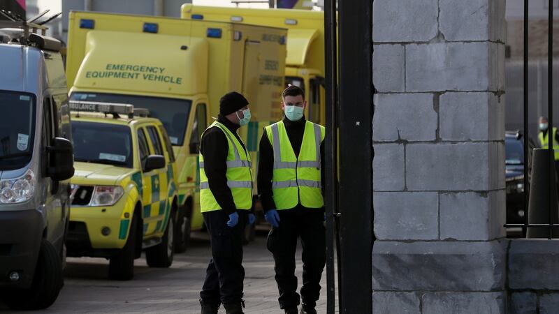 Members of the Naval service outside the 3Arena in Dublin on Friday. Photograph:   Brian Lawless/PA Wire