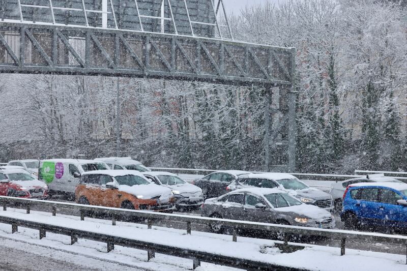 There were long tailbacks on the M3 near Castleknock. Photograph: Alan Betson/The Irish Times 