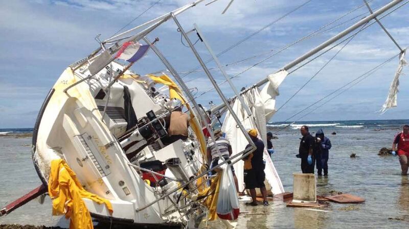 The JerReve, a drug smuggling boat run by Paul Le Roux, which was shipwrecked off the Tongan coast. Photograph: Australian Federal Police