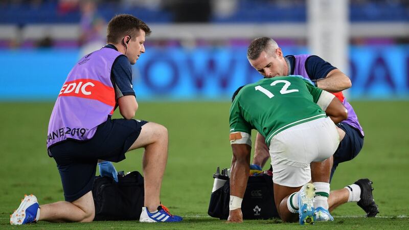 Aki receiving medical attention before going off. Photo: Ashley Western/PA Wire