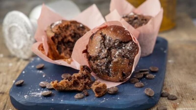 Chocolate buttermilk muffins to use up any leftover chocolate eggs.