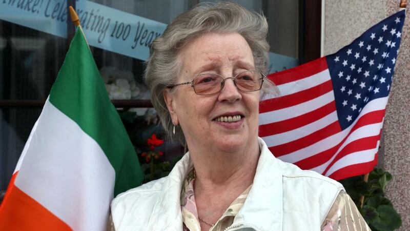 Long-time resident Rita Keady outside her home in St John’s Terrace during the 100th anniversary celebrations of  “The West” in Galway city at the weekend. Photograph: Joe O’Shaughnessy