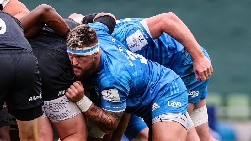 Andrew Porter in action for Leinster in the Heineken Champions Cup quarter-final against Saracens at the  Aviva Stadium. Photograph: Billy Stickland/Inpho