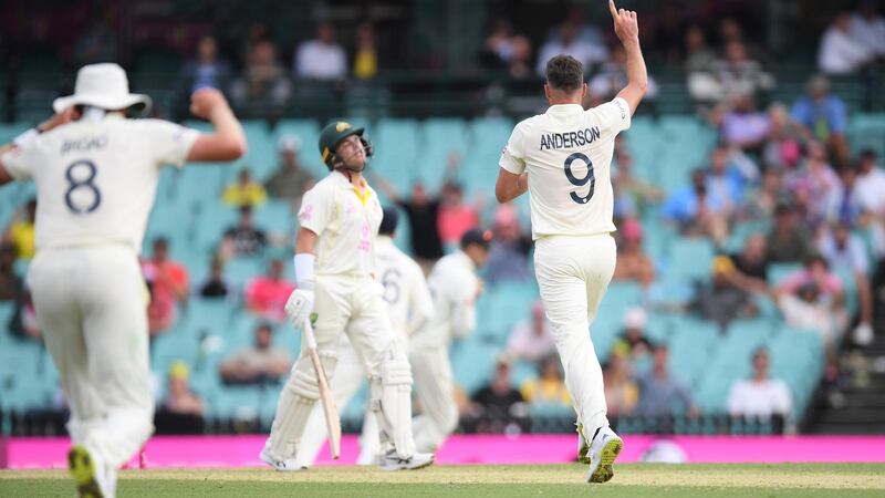 James Anderson removed Marcus Harris on the opening day in Sydney. Photograph: Dean Lewins/EPA