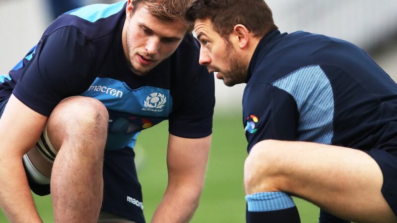 The returning Jonny Gray and Scotland captain Greig Laidlaw. Photograph: Ian MacNicol/Getty
