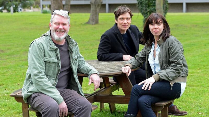 Disco Pigs: director Pat Kiernan with actors Cillian Murphy and Eileen Walsh. Photograph: Eric Luke