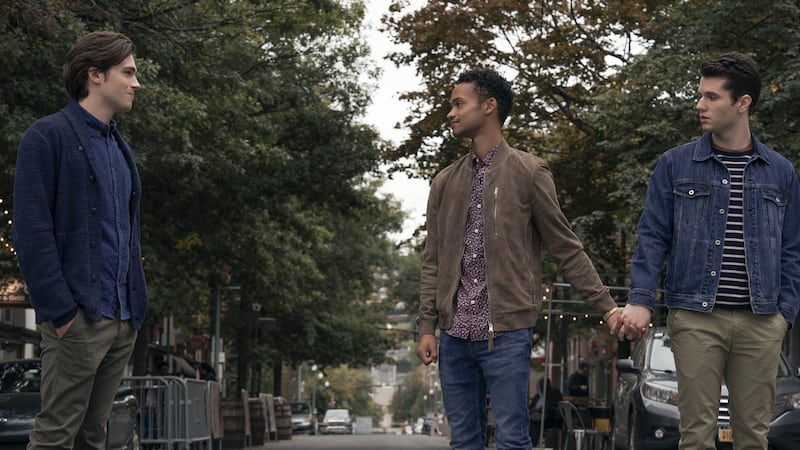 From left, Zane Pais, Marquis Rodriguez, James Scully in Modern Love season 2. Photograph: Amazon