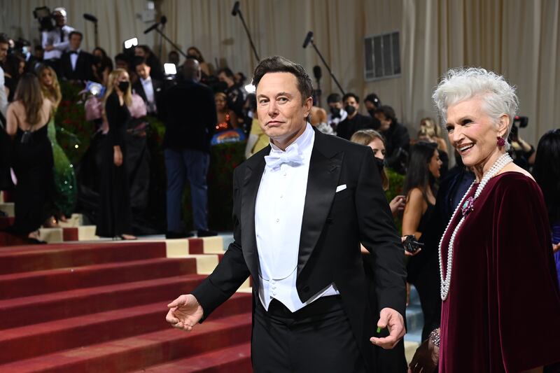 Elon Musk and Maye Musk at the Metropolitan Museum of Art's Costume Institute benefit gala in New York, May 2022. Photograph: Nina Westervelt/The New York Times