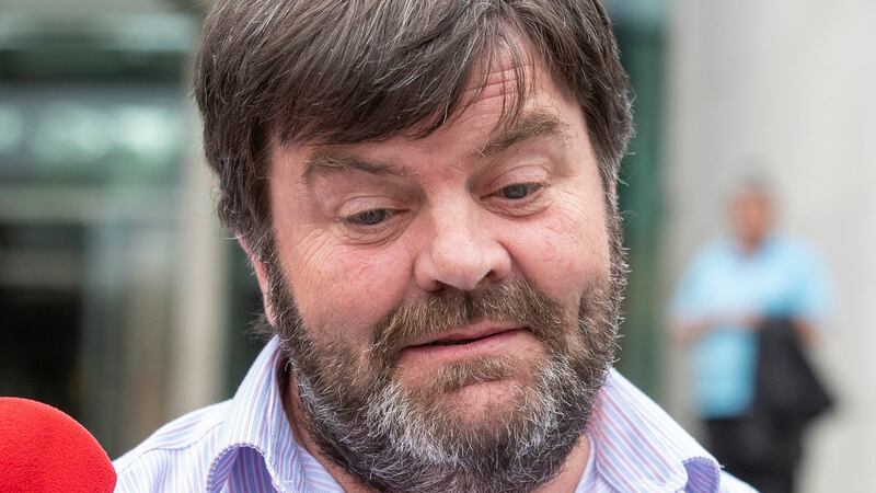 Alan White, husband of murdered Louth woman Irene White leaving court on Monday after the hearing. Photograph: Collins Courts