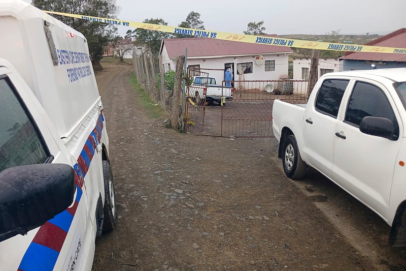 Police at the scene where 17 people were killed in two mass shootings Photograph: South African Police Services/AP/PA