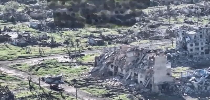 The ruins of the apartment block in now occupied Bakhmut where Svitlana Ovcharenko, chief editor of the city's Vpered newspaper, lived until Russia's full-scale invasion of Ukraine in 2022. Photograph: Courtesy of Svitlana Ovcharenko