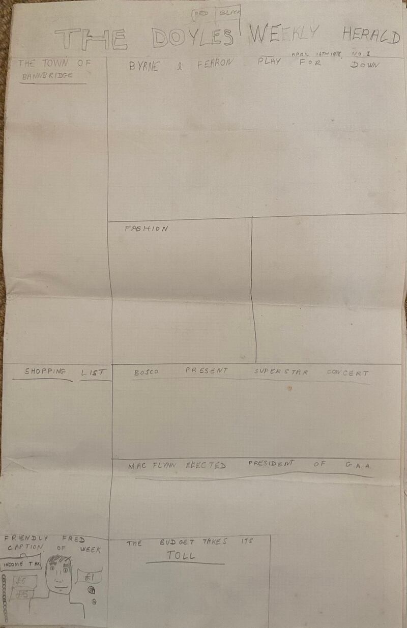 The first and only edition of the Doyles' Weekly Herald, April 16th, 1978