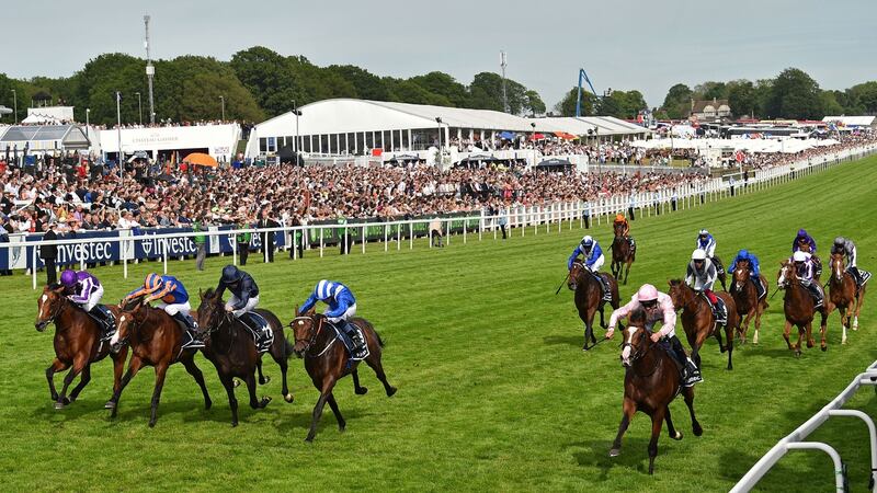 Séamus  Heffernan rides Anthony Van Dyck (right) to victory at the Epsom Derby in 2019. Photograph: Glyn Kirk/AFP via Getty Images