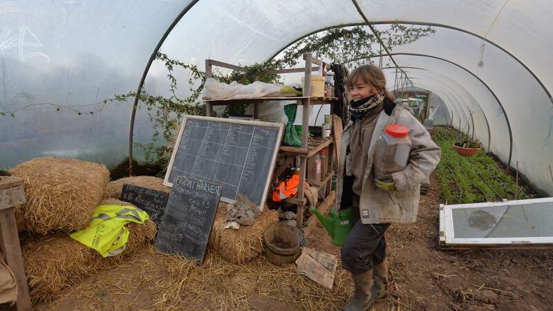 Coline Le Pape working on the farm at Cloughjordan ecovillage. Photograph: Alan Betson/The Irish Times