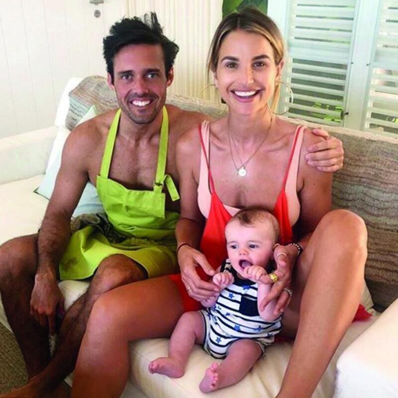 Spencer Matthews with his wife Vogue Williams and their son, Theodore. 