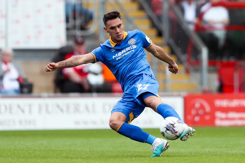 Max Mata playing for Shrewsbury Town. Photograph: Rhianna Chadwick/PA Wire