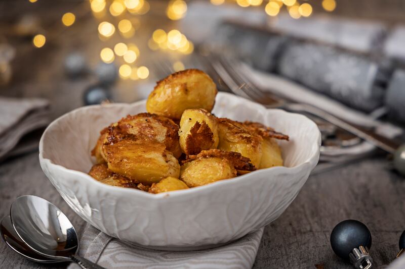 Miso butter roast potatoes. Photograph: Harry Weir Photography