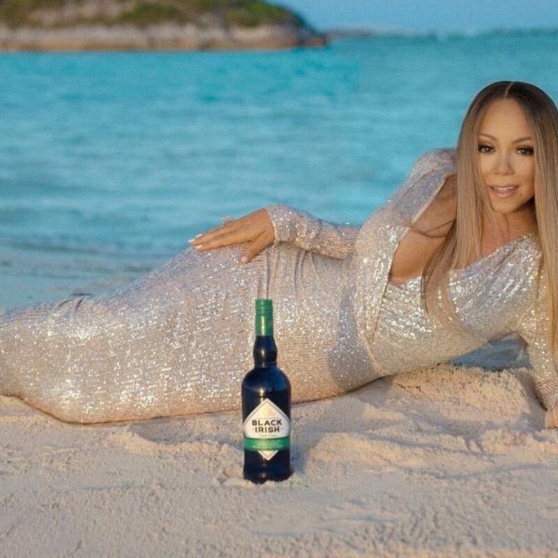 Mariah Carey in an advertisement photo for Black Irish cream liqueur