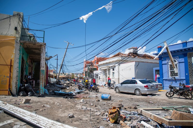 Downed electricity lines and damage following Hurricane Melissa in Black River, Jamaica. Photograph: New York Times
                      