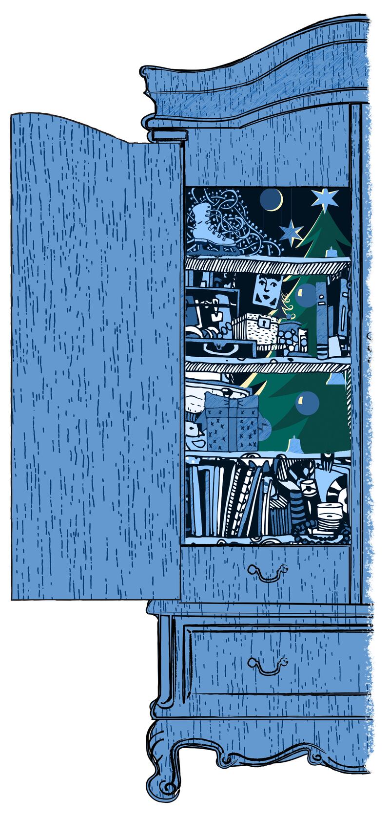 'The Easter Bunny used it, too, and so did the Tooth Fairy, but these eminences never took to it in quite the same way as Santa Claus. The big phoney loved that wardrobe, and it loved him right back.' Illustration: Cathal O'Gara/iStock