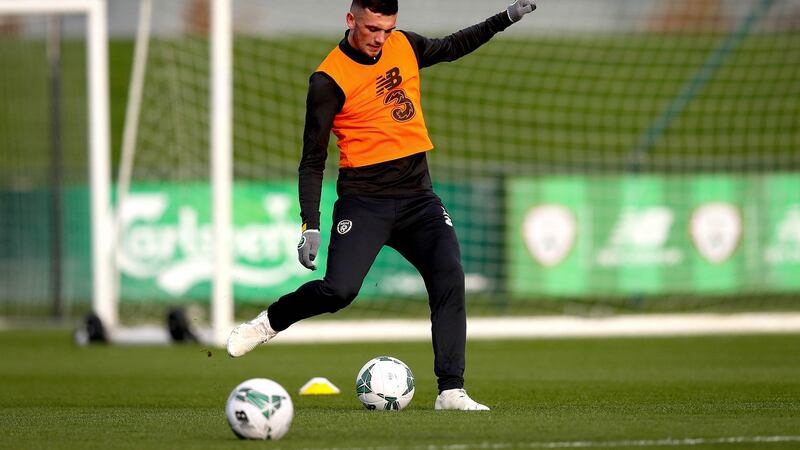 Robbie Brady believes Ireland’s game against New Zealand might be the start of something big for young Tottenham striker Troy Parrott. Photograph: Ryan Byrne/Inpho