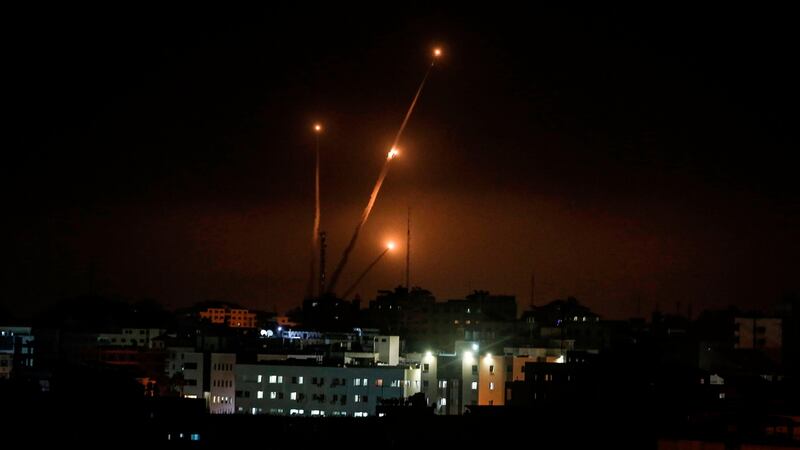 A May 5th photograph from Gaza City shows rockets fired toward Israeli areas. Photograph: MAHMUD HAMS/AFP/Getty Images