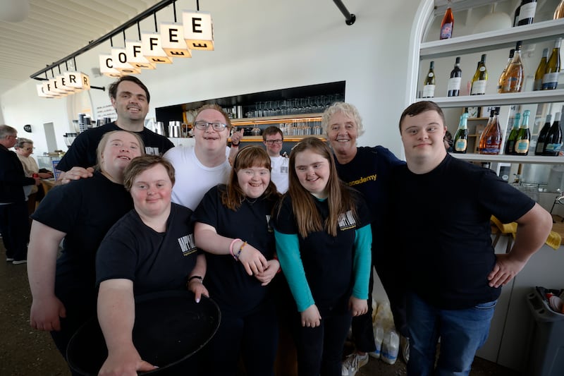 Happy Out: Kim Williams, Brian Hanratty, Ciara Donohoe, Mark Claffey, Tara Gaw, Charlie O’Reilly, Lia Gogarty, Paula Doherty and Sam Murphy. Photograph: Nick Bradshaw