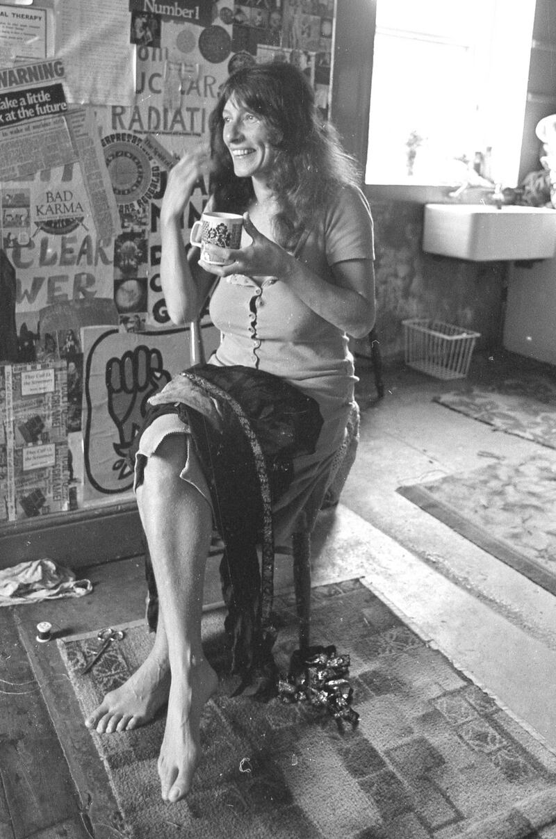 Jenny James, founder of the commune, in 1981 at their residence on  Inishfree, off the Donegal coast. Photograph: Tom Lawlor