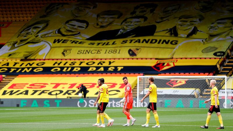Watford and Leicester played out a 1-1 draw at Vicarage Road on Saturday. Photograph: Alastair Grant/AFP/Getty