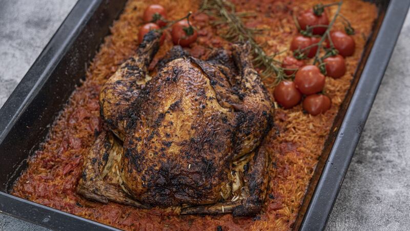 Roast honey pimenton chicken and rice