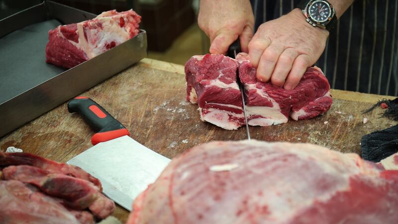 Meat is prepared for sale at the rear of FX Buckley's shop on Dublin's Moore Street.Photograph by Crispin Rodwell for the Irish Times