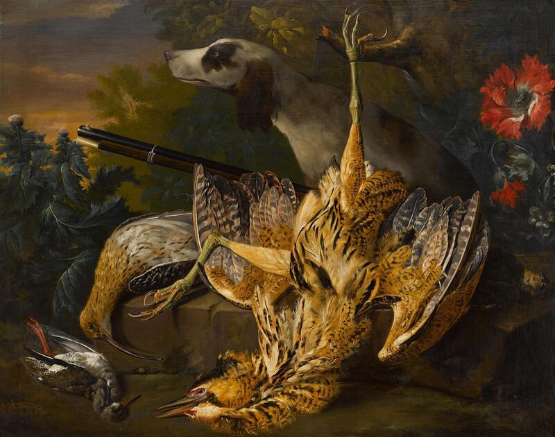 A 1730s painting by Charles Collins. The work is a meticulously detailed painting of dead game featuring a brace of pheasant and snipe, according to curator James Gorry