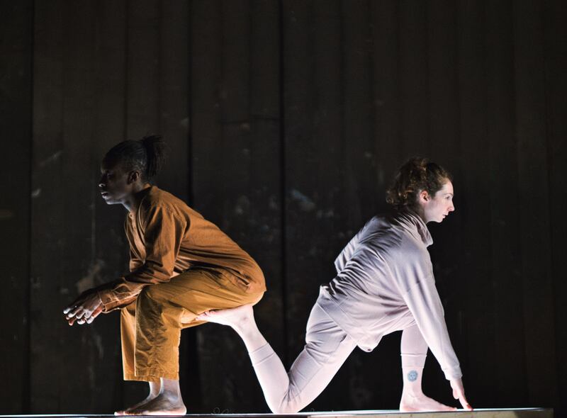 Beckett: Unbound 2024. Dancers Emily Terndrup and Mufutau Yusuf in Sentient, choreographed by Liz Roche. Photograph: José Miguel Jiménez