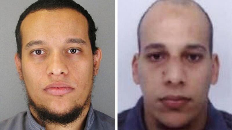 Undated handout photos issued by Judicial Police of Paris of Said Kouachi (left) and Cherif Kouachi, the two prime suspects in the Paris attack.