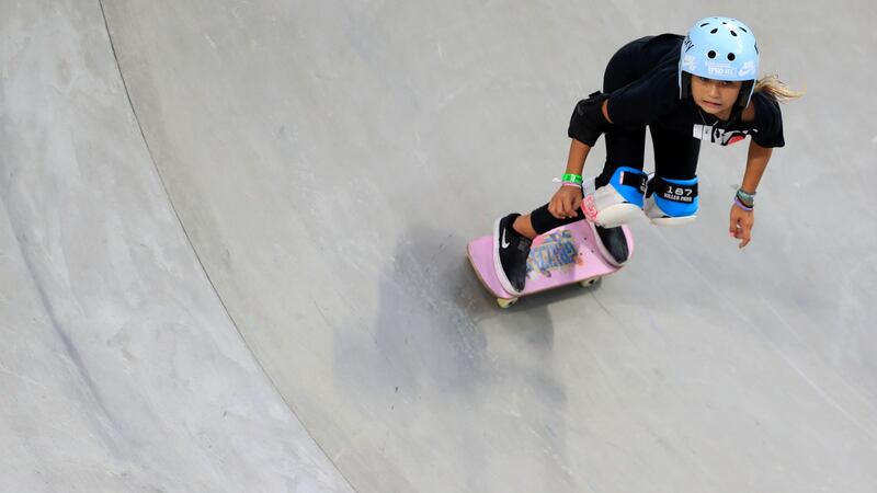 Sky Brown of Great Britain practices for the Women’s Skateboard Park at the X Games Minneapolis 2019 in Minnesota in August 2019. Photograph: Sean M Haffey/Getty Images