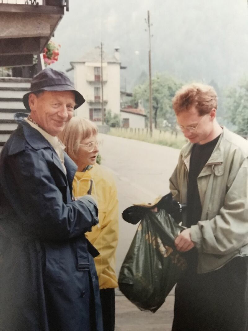 Patrick Cox with his mother and father in the 1980s