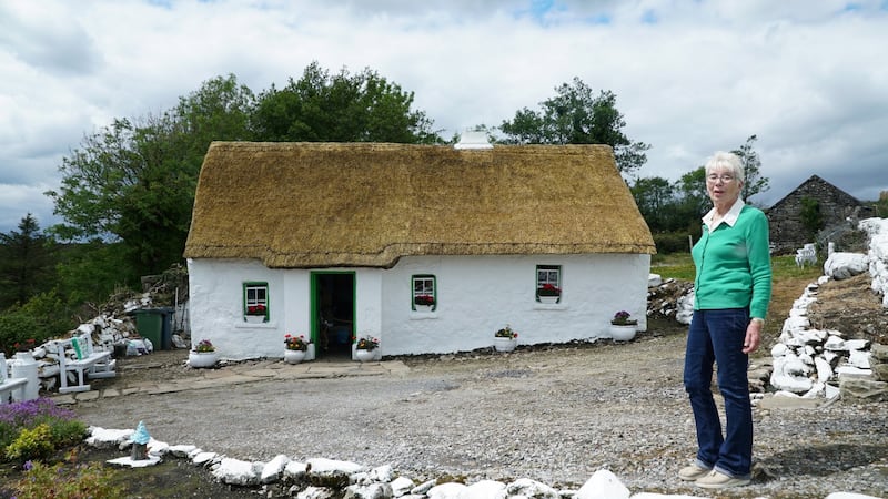 Margaret Gallagher lives in a 280-year-old Grade A listed thatch cottage in Co Fermanagh with no running water or electricity. Photograph: Enda O’Dowd/The Irish Times