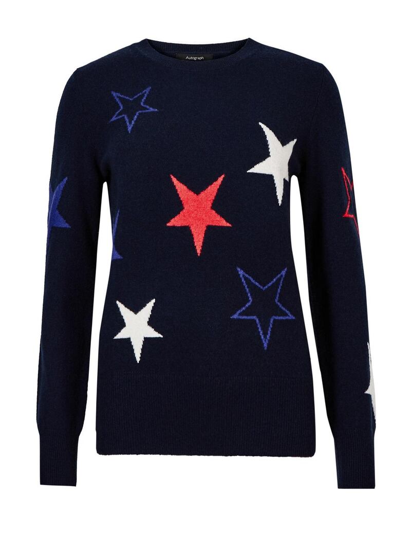 Pure cashmere long sleeved "star" jumper  135 M
