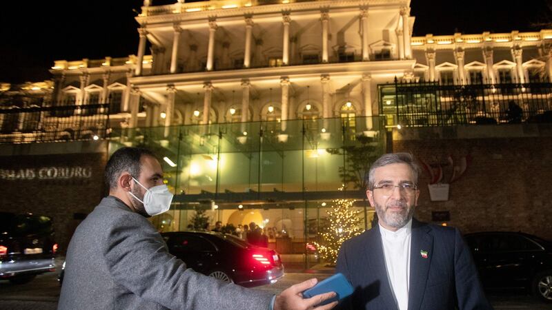 Iran’s chief  negotiator Ali Bagheri Kani speaks to the press in front of the Palais Coburg in Vienna, venue for the talks aimed at reviving the Iran nuclear deal, on December 27th. Photograph: Alex Halada/AFP via Getty Images