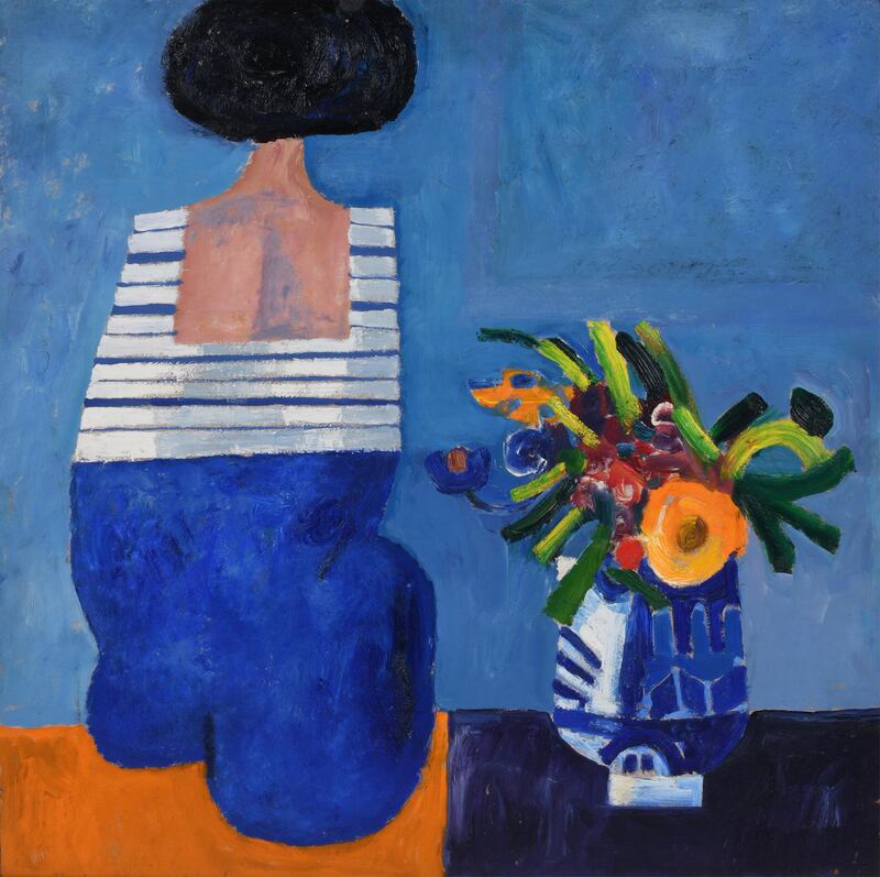 Woman with Vase of Flowers by Colin Middleton